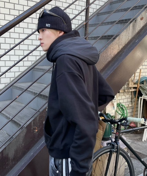 ニットキャップ・ビーニー NOMANUAL NM HAIRY BEANIE BLACK NM45HG02M1BK NOMANUAL(ノーマニュアル) NM HAIRY BEANIE - BLACK