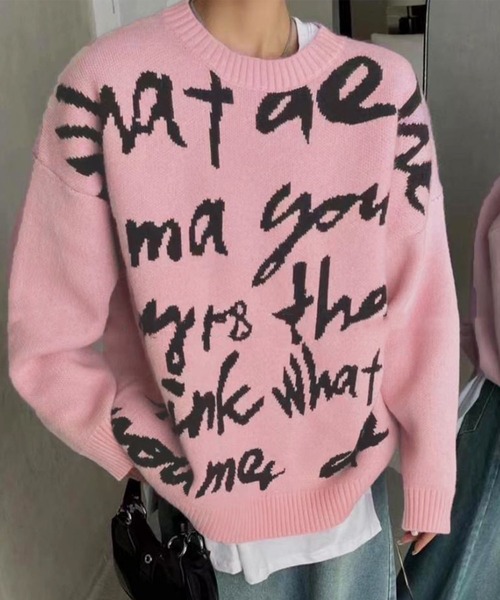 GLAMOROUS JANE ニット セーター ロゴジャガードニットトップス  