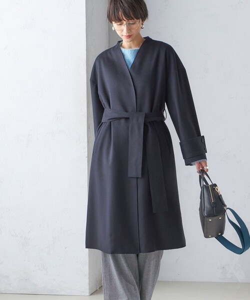 グレー ノーカラー コート MANTECOウール BEAUTY&YOUTH UNITED ARROWS（ビューティーアンドユース