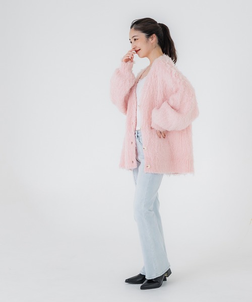 coca（コカ） カーディガン モヘヤ風ニットカーディガン レディース