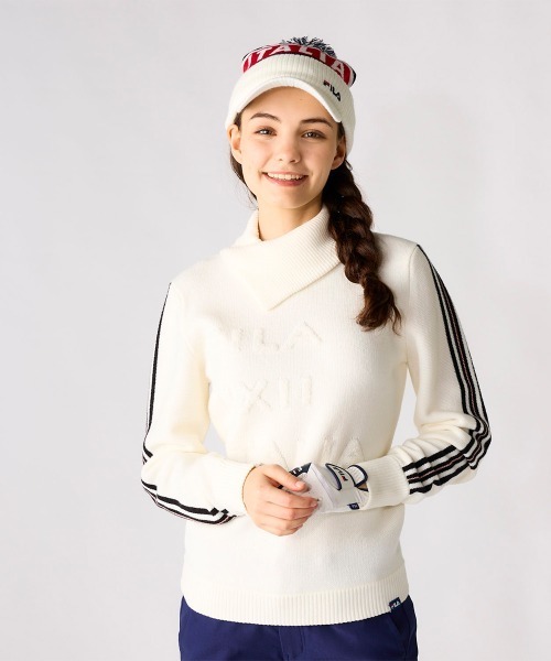 FILA GOLF ニット セーター 変形タートルネックセーター レディース