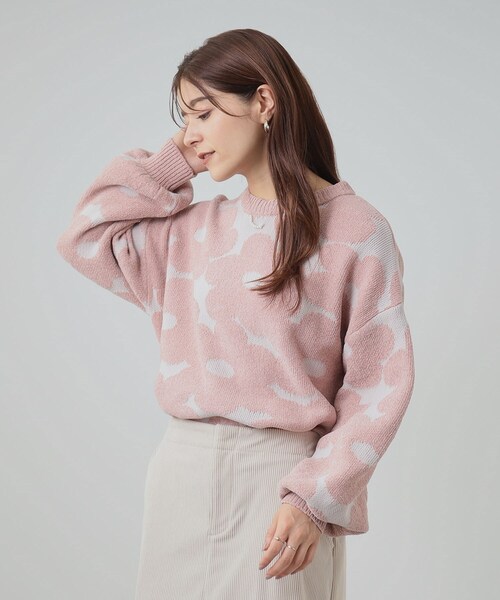 Cutie Blonde ニット セーター 「S-LL」大人レトロな デイジー柄