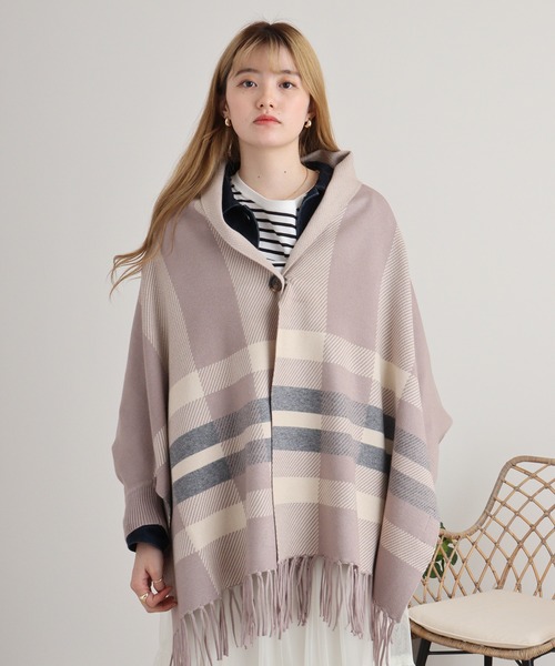 FUNALIVE カーディガン je crois soi タータンチェック袖付きニット