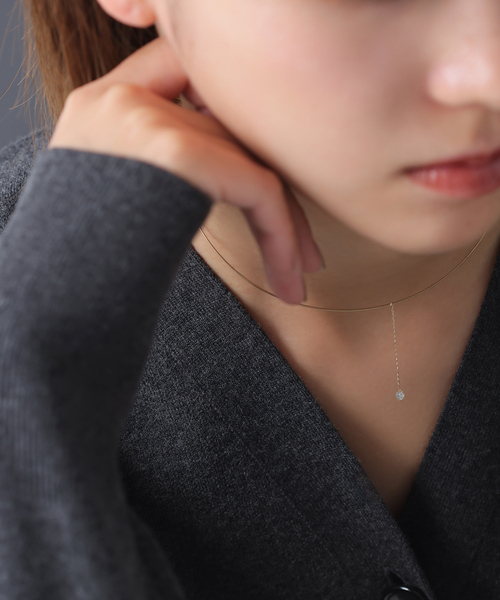 チョーカー ホールダイヤ1ピースチェーンチョーカー0.16ct K10 レディースの画像