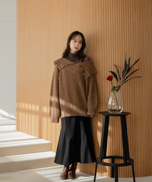 mideal（マイディール） ニット セーター one shoulder knit / ワン
