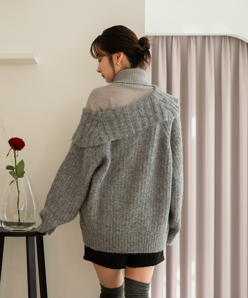 mideal（マイディール） ニット セーター one shoulder knit / ワン