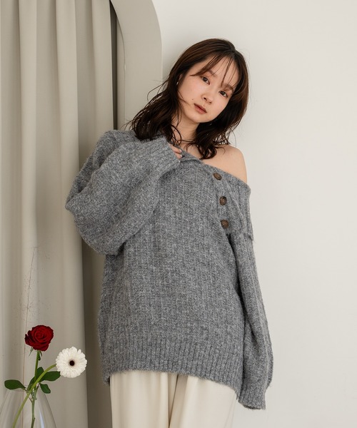 mideal（マイディール） ニット セーター one shoulder knit / ワン