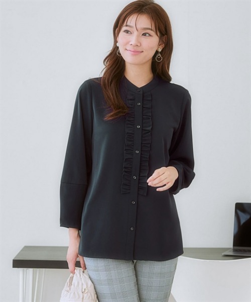 7days Life Styling ブラウス シャツ ストレッチパウダーサテン