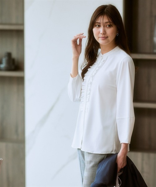 7days Life Styling ブラウス シャツ ストレッチパウダーサテン