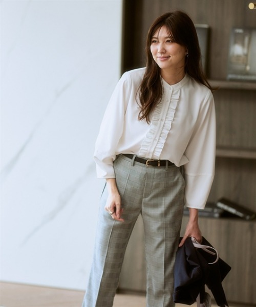7days Life Styling ブラウス シャツ ストレッチパウダーサテン