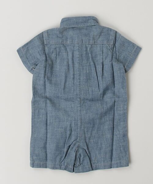 ベビー服 ロンパース インディゴ コットン シャンブレー ショートオールの画像