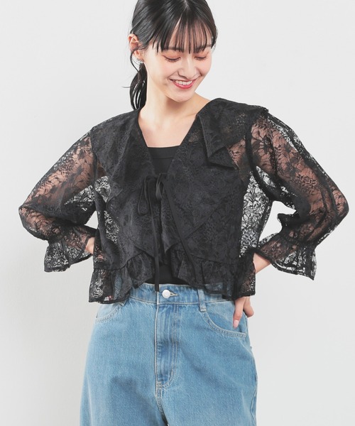 Honeys カーディガン 7分袖レースボレロ レディース : ZOZOTOWN