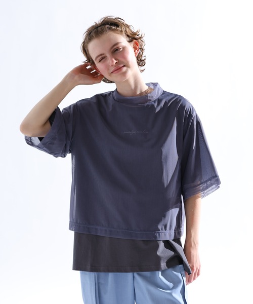 tシャツ 「KELEN / ケレン」 ２P メッシュレイヤードプリントTシャツ ESSA レディース Kelen tシャツ 「KELEN / ケレン」 2P メッシュレイヤード