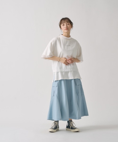 tシャツ 「KELEN / ケレン」 ２P メッシュレイヤードプリントTシャツ ESSA レディース Kelen tシャツ 「KELEN / ケレン」 2P メッシュレイヤード