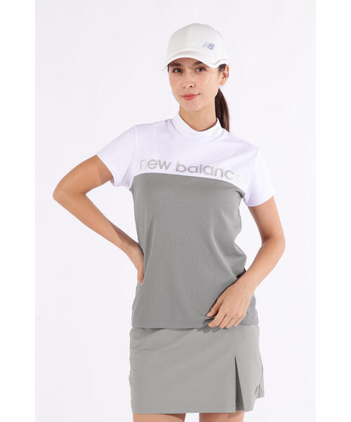 ニューバランス　ゴルフウェア　レディース　半袖リブTシャツ New Balance Golf tシャツ 「new balance golf」バイカラー 半袖