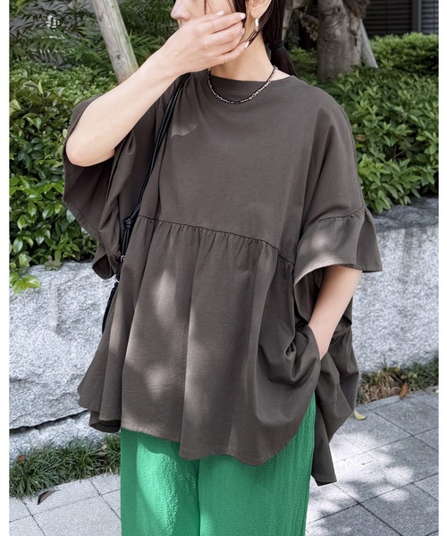 reca（レカ） tシャツ 半袖 フレンチフリル袖ワイドカットソー
