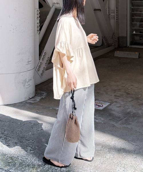 reca（レカ） tシャツ 半袖 「接触冷感」フレンチフリル袖ワイド