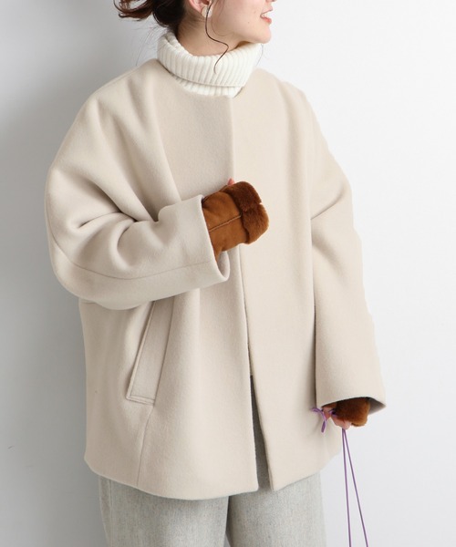 IENA ノーカラーコクーンコート　36サイズ IENA（イエナ） ノーカラーコート 36 ベージュ レディース : ZOZOTOWN