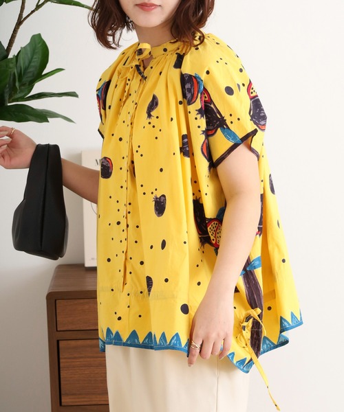 kilki ブラウス シャツ ザクロ柄ノースリーブプルオーバー