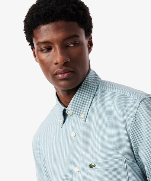 LACOSTE（ラコステ） シャツ 消臭 速乾 UVカット マイクロチェック半袖