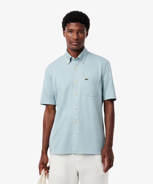 LACOSTE（ラコステ） シャツ 消臭 速乾 UVカット マイクロチェック半袖
