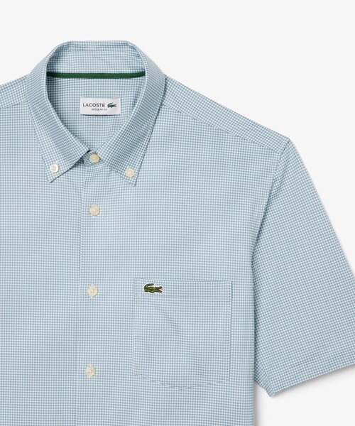 LACOSTE マイクロチェックジャージシャツ 半袖シャツ 41-L LACOSTE（ラコステ） シャツ 半袖 消臭 速乾 UVカット マイクロ