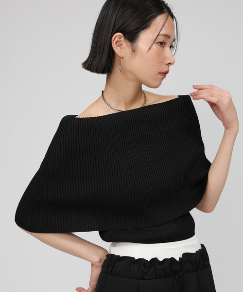 tシャツ オフショルリブプルオーバー レディース