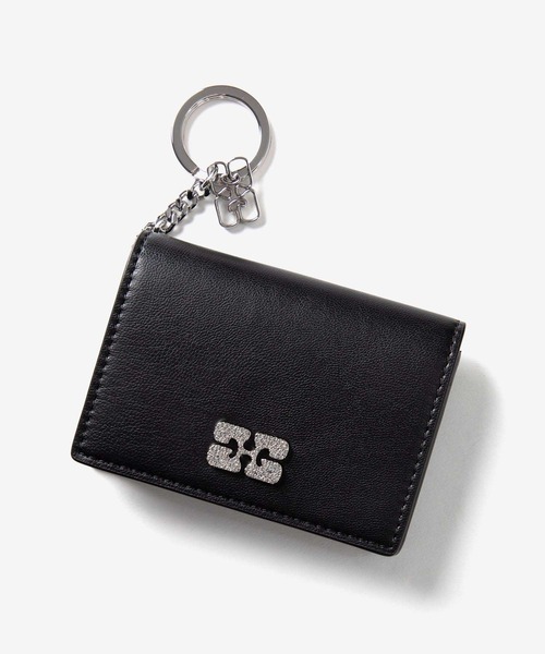 GANNI カードケース Bou Flap Card Holder Strass ガニー ボウ