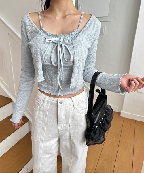 by muni:r カーディガン ラブリータンクトップ+ボレロカーディガンSET
