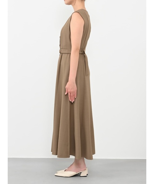 【ハンドメイド品】一点もの　リネン混ジレワンピース【新品】 ワンピース リネンライクアシメジレワンピース 「低身長・小柄