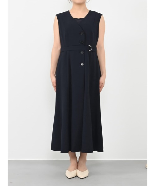 ワンピース リネンライクアシメジレワンピース 「低身長・小柄女性」 | ブランド登録なし | 14