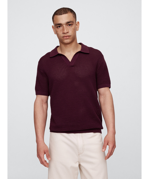 GAP セーター ニット クロシェ ジョニーカラー ポロシャツニット