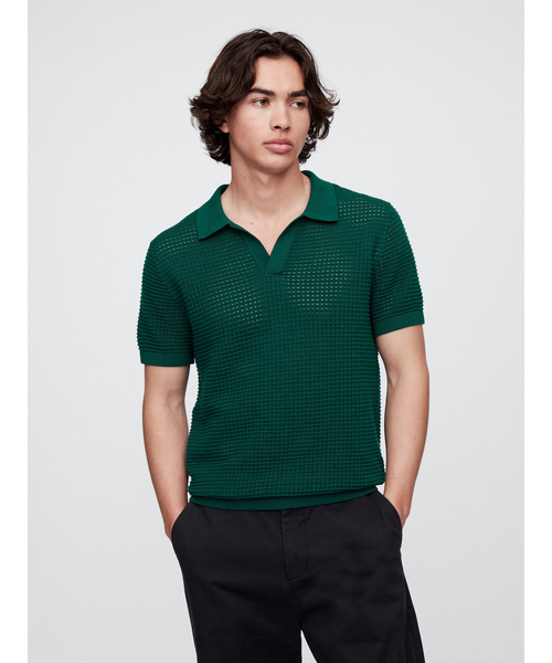 GAP セーター ニット クロシェ ジョニーカラー ポロシャツニット