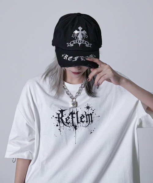 REFLEM キャップ 帽子 「REFLEM/レフレム」クロス刺繍ダメージ