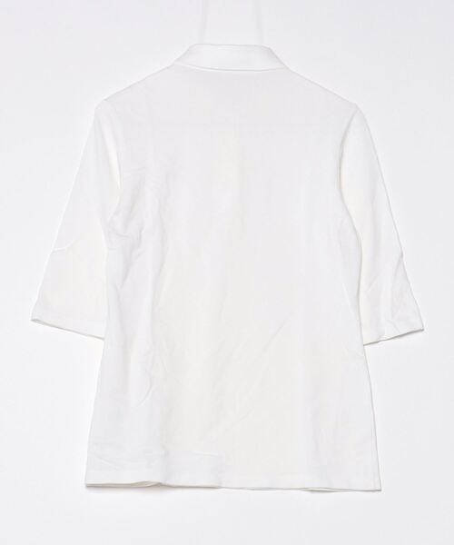 「LACOSTE」 7分袖ポロシャツ 38 ホワイト レディース