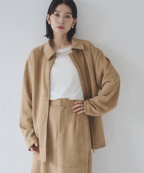 hunch（ハンチ） ブルゾン アウター フェイクスウェード Wジップ