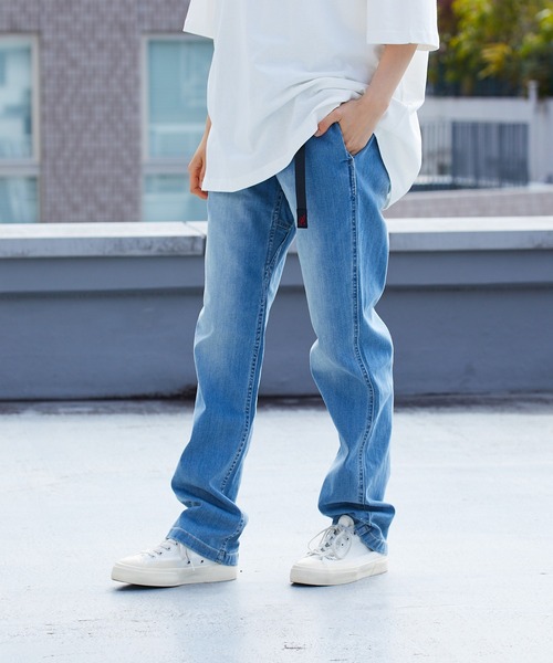 「Gramicci」 加工デニムパンツ L ブルー メンズ