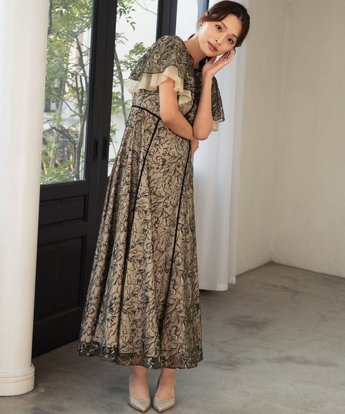 GIRL DRESS FOR NOW ドレス 総レース フレアスリーブパーティードレス