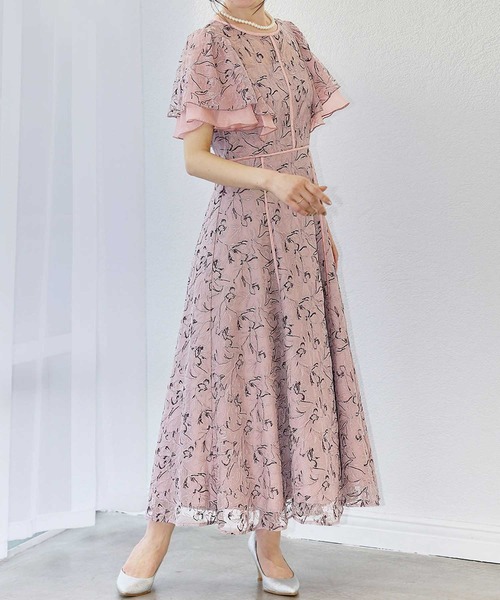 GiRL フレアスリーブパーティードレス GIRL DRESS FOR NOW パーティードレス ドレス 総レース フレアスリーブ