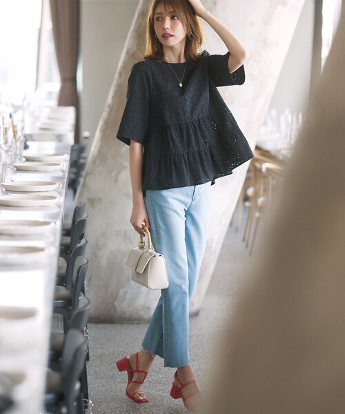 「組曲」 7分袖ブラウス 3 ブルー レディース_画像2