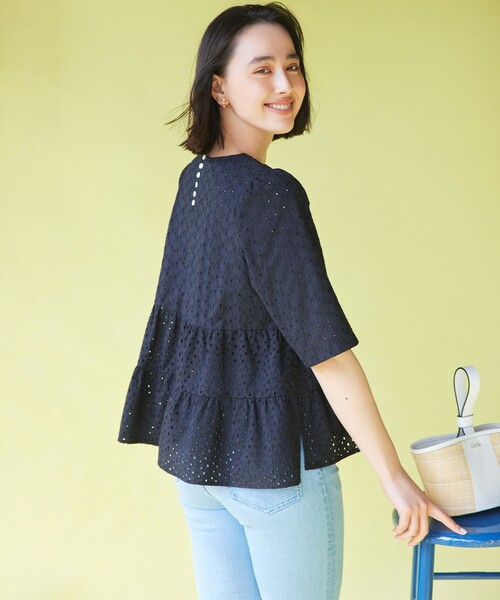 「組曲」 7分袖ブラウス 3 ブルー レディース_画像3