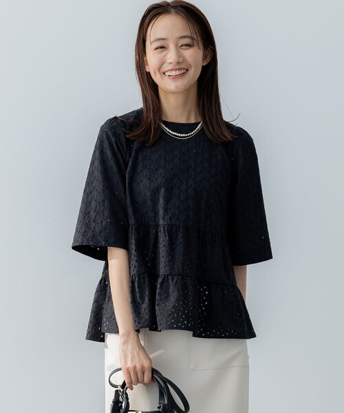 「組曲」 7分袖ブラウス 3 ブルー レディース_画像5