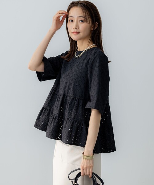 「組曲」 7分袖ブラウス 3 ブルー レディース_画像6