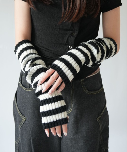 IMARI アームカバー 「 IMARI / イマリ 」 ボーダー ニット アーム