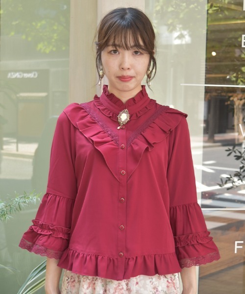 axes femme（アクシーズ ファム） ブラウス シャツ 姫袖風フレア袖