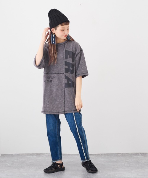 「CUBE SUGAR」 半袖Tシャツ M チャコールグレー レディース_画像2