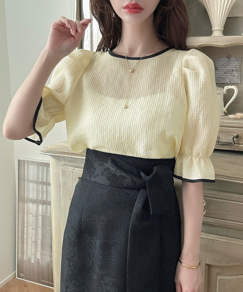 「Meiru」 半袖ブラウス SMALL ブラック レディース_画像2