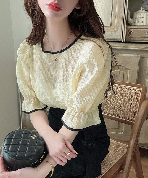 「Meiru」 半袖ブラウス SMALL ブラック レディース_画像5