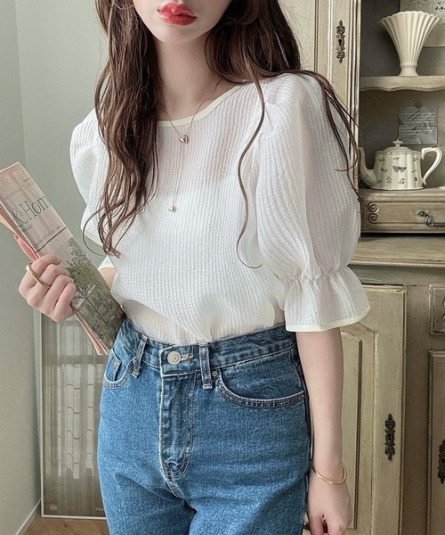 「Meiru」 半袖ブラウス SMALL ブラック レディース_画像8