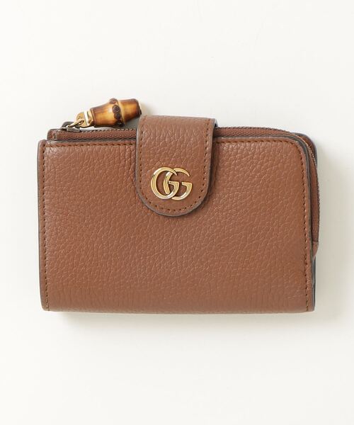 GUCCI（グッチ） バンブー ダブルG 二つ折り 財布 - ブラウン